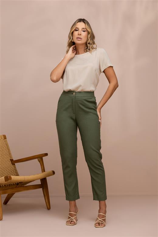 Calça bolso embutido Linho