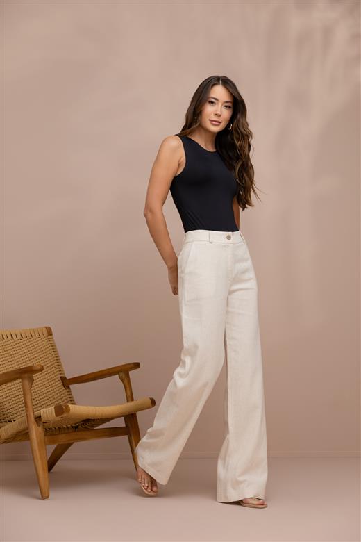 Calça pantalona Linho