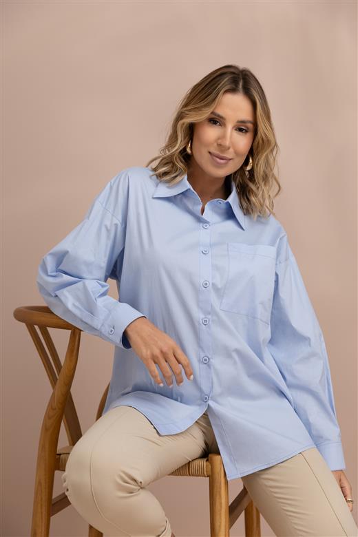 Camisa oversized bolso Tricoline