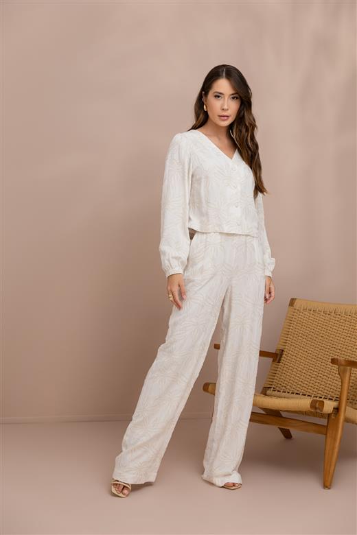 Camisa cropped Jacquard