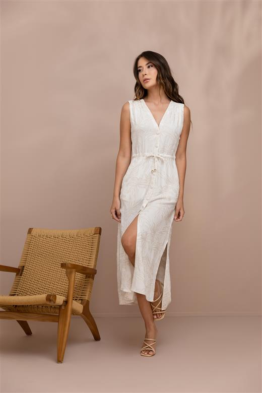 Vestido abertura Jacquard