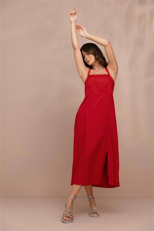 Vestido fenda alfaiataria Liocel