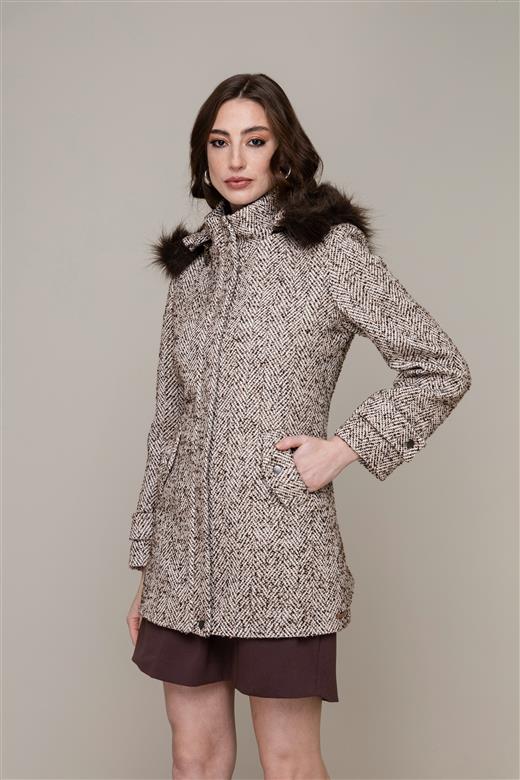 2907 PARKA 3/4 C/ CAPUZ TWEED